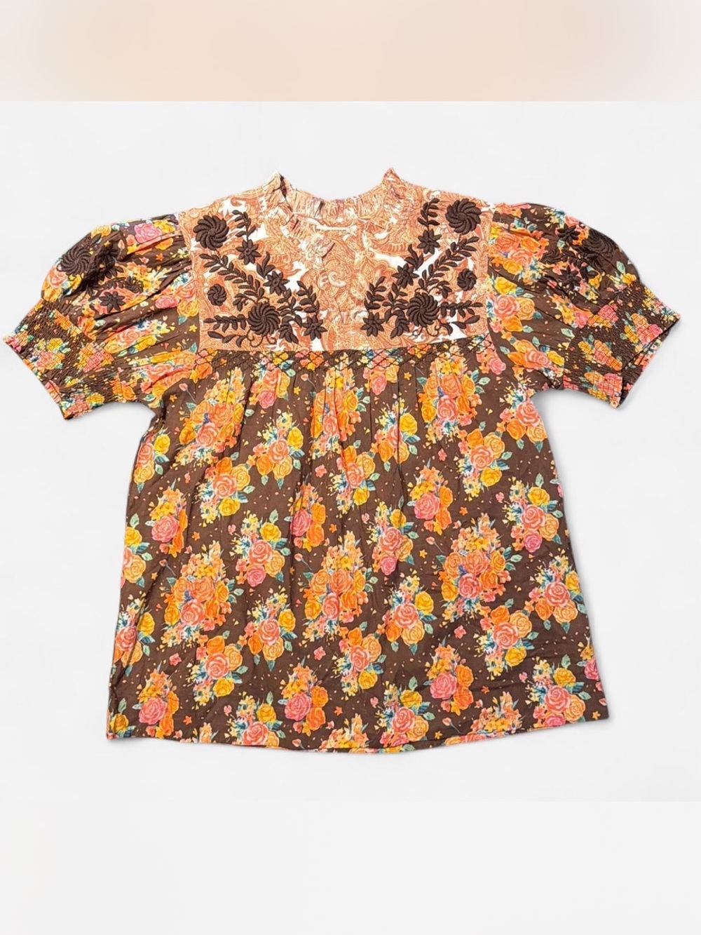Ivy Jane NEW Blue Floral Boho Chic Blouse Top Small